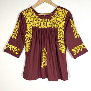 Spirit Dress Texas State Embroidered Blouse Womens XS Game Day Collegiate Cotton